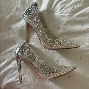 Clear heels with crystals
